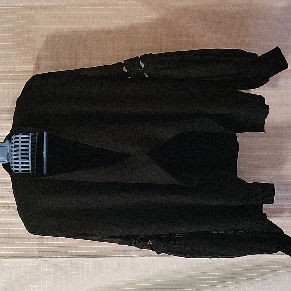 *Siani Milano Black Draped Open Front Cardigan, Size S